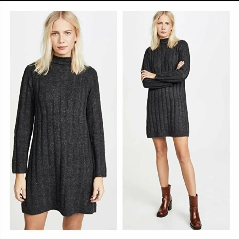 Madewell Sweater Dress Rolled Mock Neck Donegal S